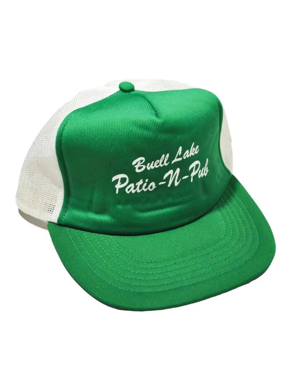 Vintage Buell Lake Patio-N-Pub Beer 90s Trucker Green Snapback Hat Cap
